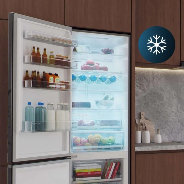 Frigorífico Combi Bolero Combi 456 Black Glass C Cristal Negro 456 L Total No Frost CECOTEC 59,5x68x201 Cm
