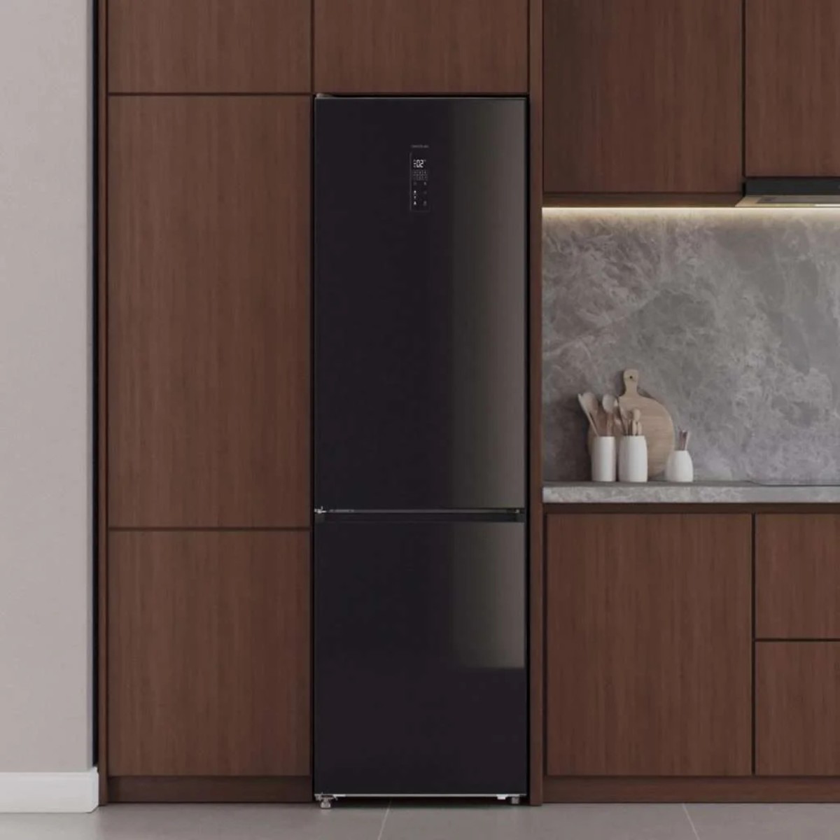 Frigorífico Combi Bolero Combi 456 Black Glass...