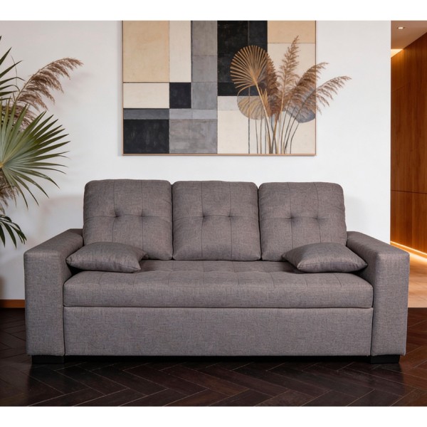 Sofá 3 Plazas Egeo Tapizado Malmo Gris 188x82x96 Cm