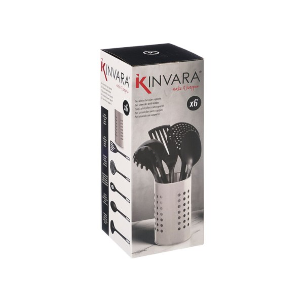 Set 5 Utensilios con Soporte Acero 12,5x13x32,5 Cm