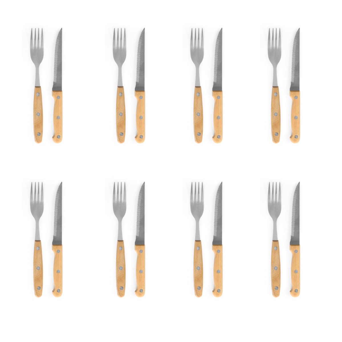 Set 16 Piezas Cubiertos Madera 22x48x4 Cm