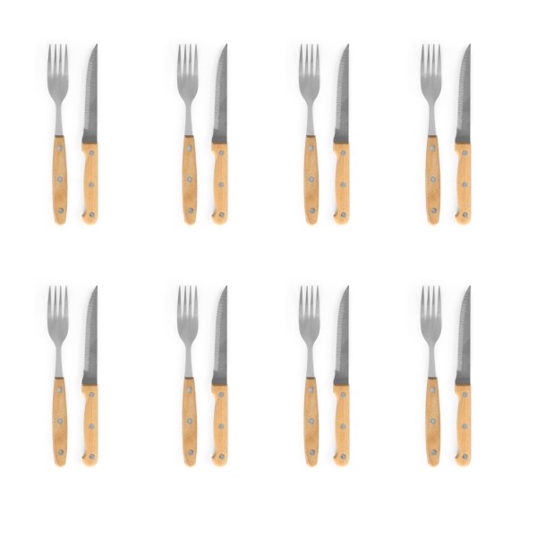 Set 16 Piezas Cubiertos Madera 22x48x4 Cm
