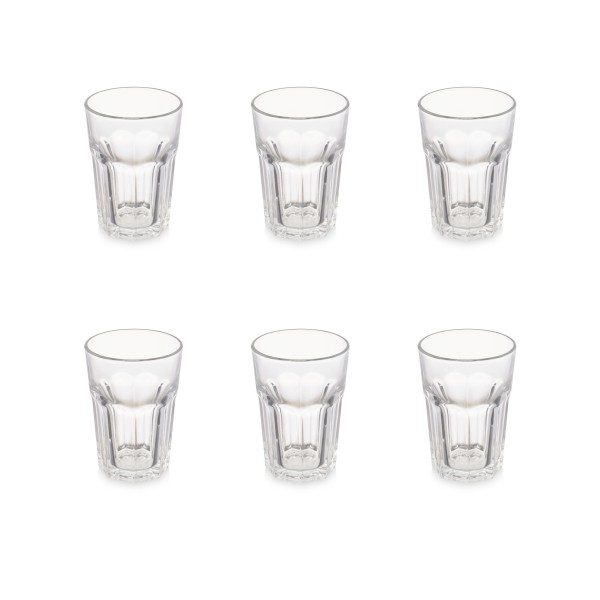 Set de 6 Vasos de Vidrio Transparente 360 ml 8,5x8,5x12 Cm