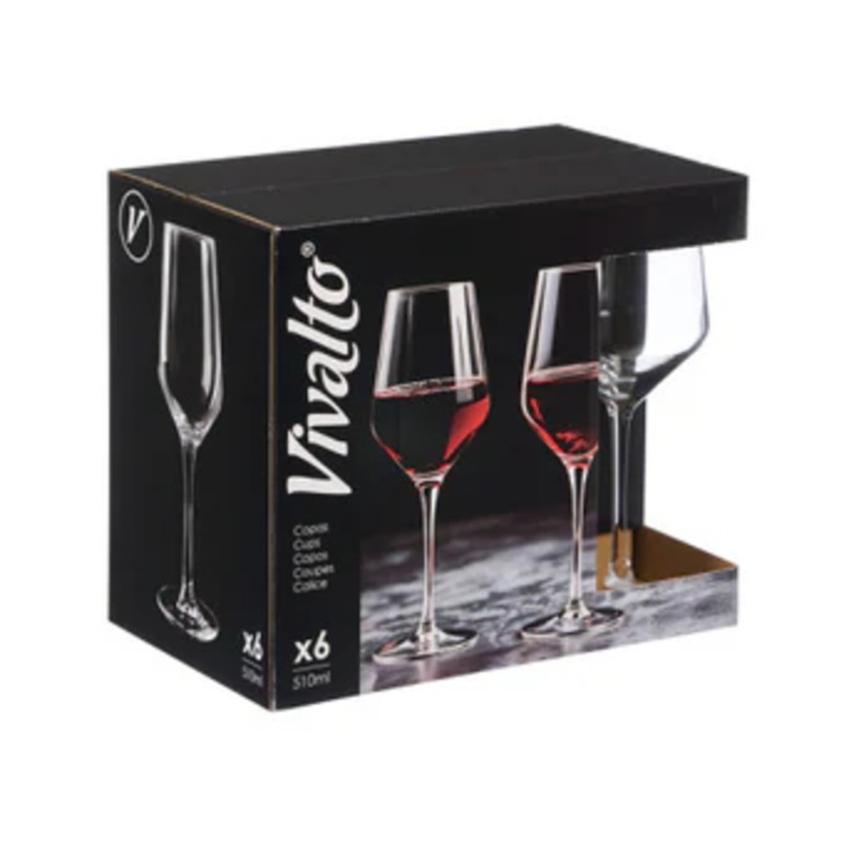 Set 6 Copas Cónicas de Vidrio 510 ml 8x8x22 Cm