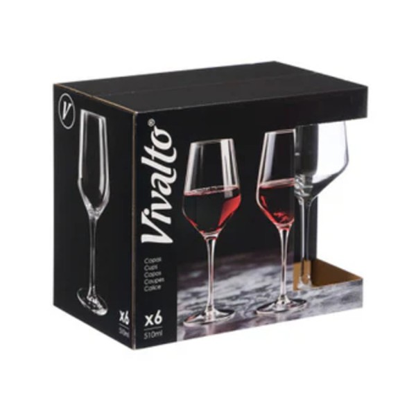 Set 6 Copas Cónicas de Vidrio 510 ml 8x8x22 Cm