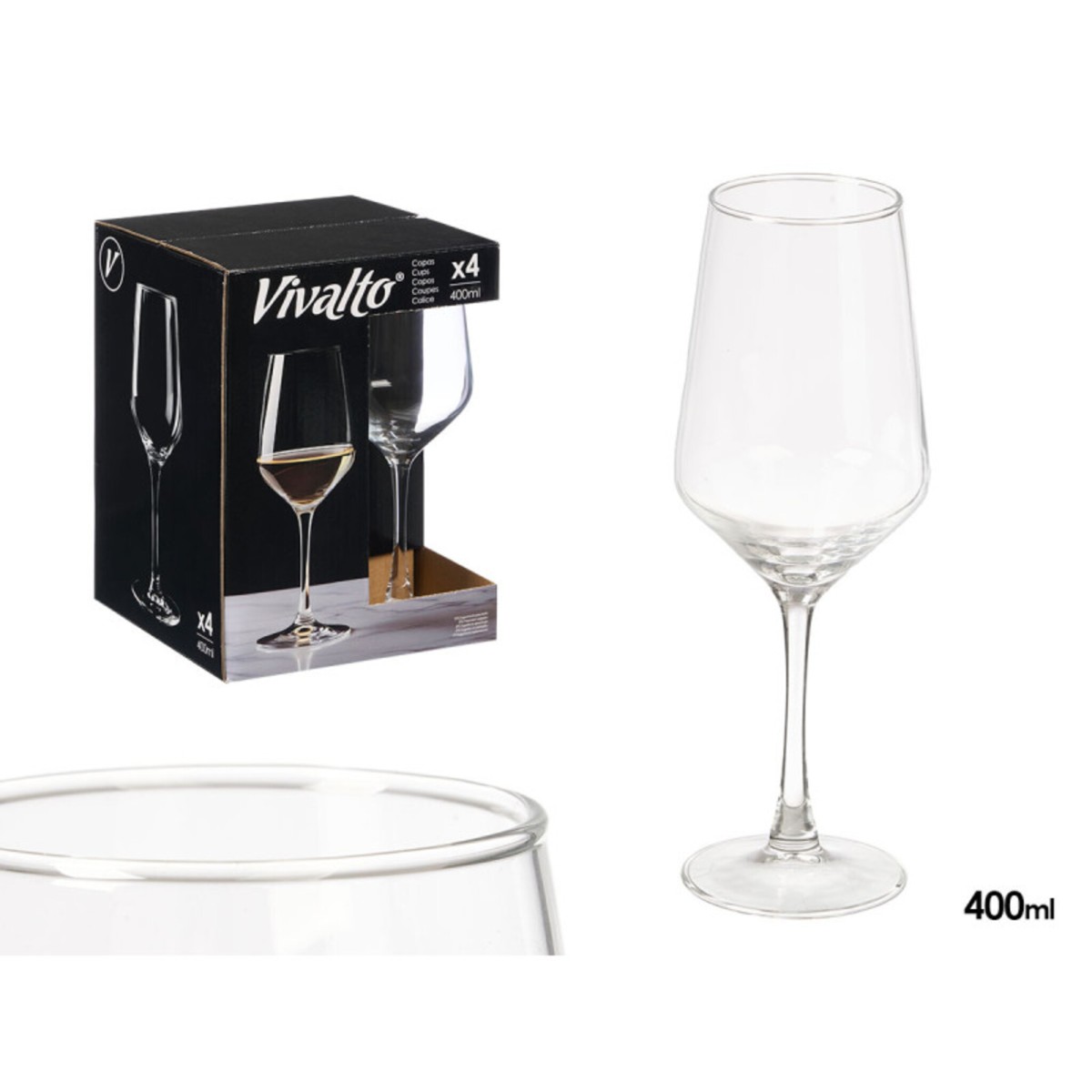 Set De 4 Copas Cónicas De Vidrio 400 ml...