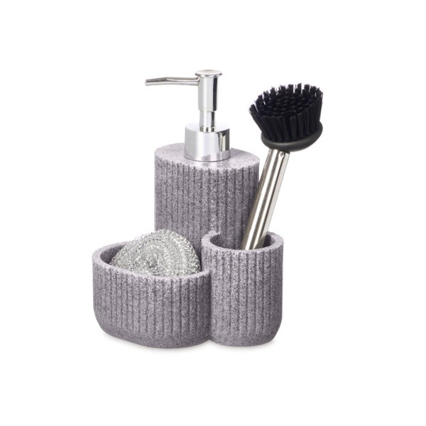 Dosificador De Cocina Con Estropajo Y Cepillo Gris 11,5x13x19 Cm