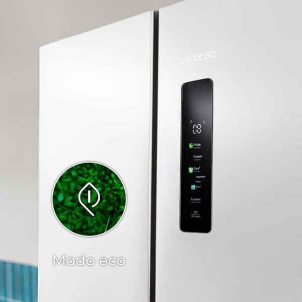 Frigorífico Combi French Door 4 Puertas Cristal Blanco Bolero CoolMarket Combi F2D 400 White Glass E CECOTEC 60x64x191 Cm