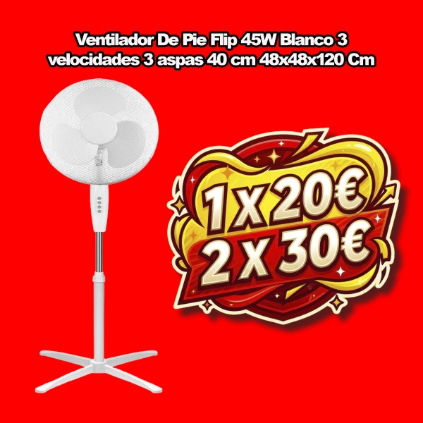 Pack Ventilador De Pie Flip 45W Blanco – 2 Unidades por 30 €