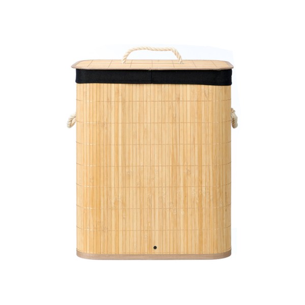 Cesto De Almacenaje Rectangular De Bambú Y Tela Negra 60L... 2