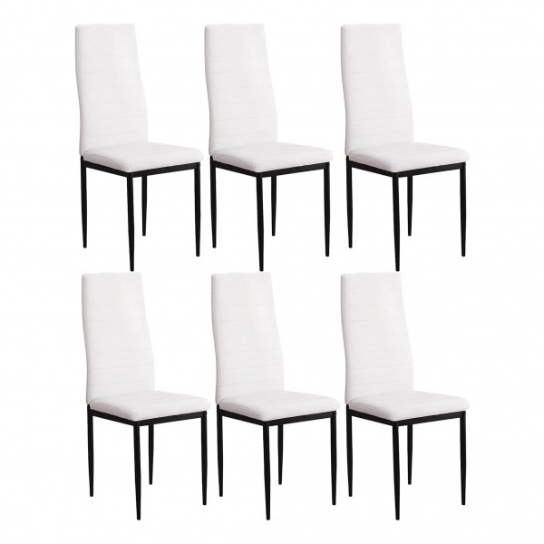 Pack de 6 Sillas Emi Tapizadas PU Blanco 44x42x96 Cm