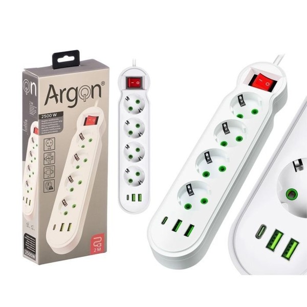 Regleta Multifunción 2500W 4 Enchufes Con Interruptor 29x5x12 Cm