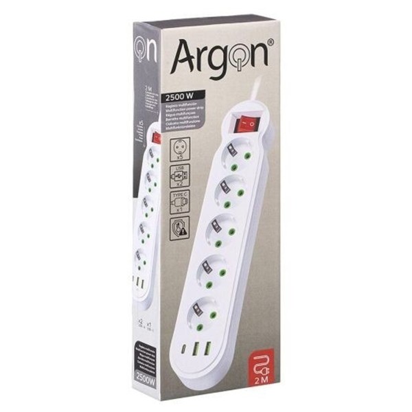 Regleta Multifunción 2500W 5 Enchufes Con Interruptor 33x12x5 Cm
