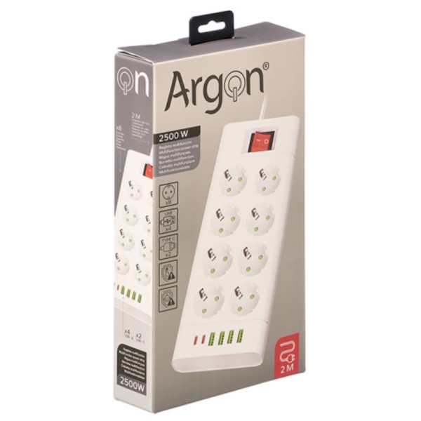 Regleta Multifunción 2500W 8 Enchufes Con Interruptor 29X18x5 Cm