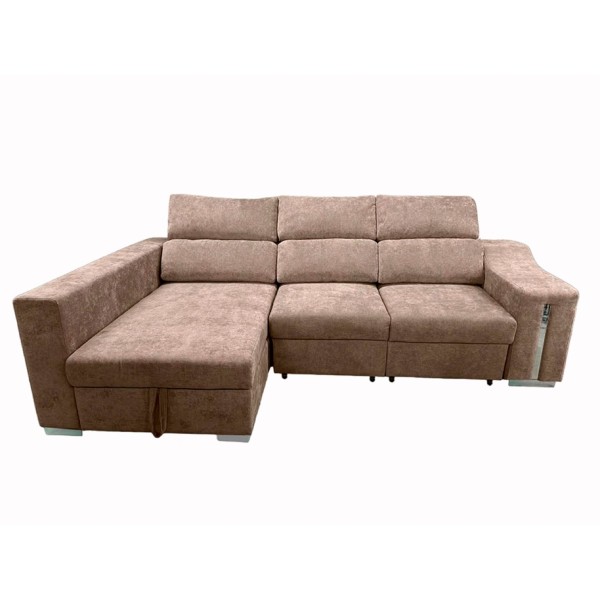 Chaiselongue Cama XL Menua Izquierda Beige 257x147x100 Cm