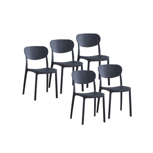 Pack de 5 Sillas Aplilables Videl Polipropileno Negro...