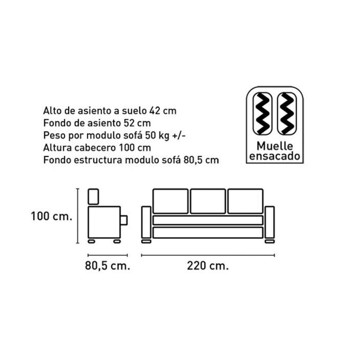 Sofá 3 Plazas 2 Asientos Epi Tapizado Mangol...
