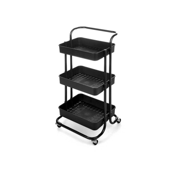 Carro Organizador Plástico Negro 3 Pisos 42x35,5x86 Cm
