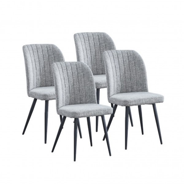 Pack de 4 Sillas Rory Tapizado Tela Gris Patas Metal...