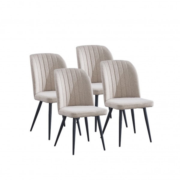Pack de 4 Sillas Rory Tapizado Tela Beige Patas Metal...