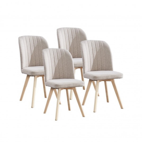 Pack de 4 Sillas Lane Tapizado Tela Beige Patas Madera...