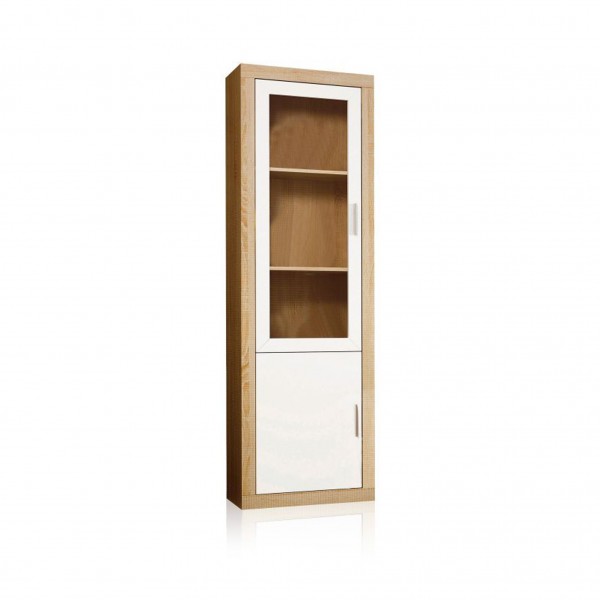 Vitrina Lara 1 Puerta Cristal Cambria-Blanco 60x34,6x193,2 Cm