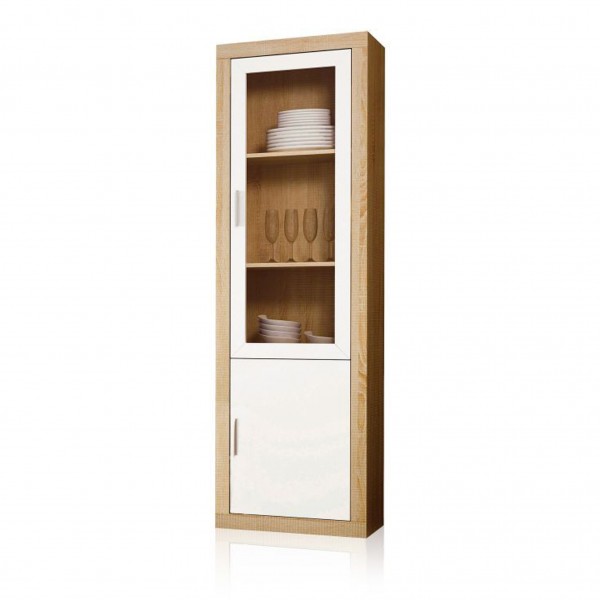 Vitrina Lara 1 Puerta Cristal Cambria-Blanco 60x34,6x193,2 Cm