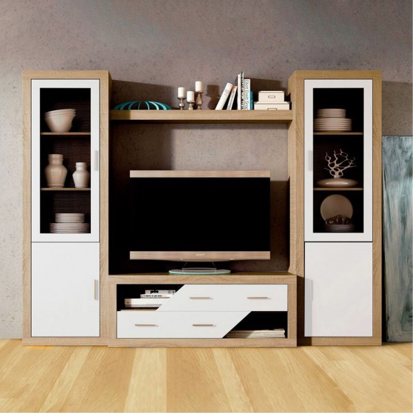 Vitrina Lara 1 Puerta Cristal Cambria-Blanco 60x34,6x193,2 Cm