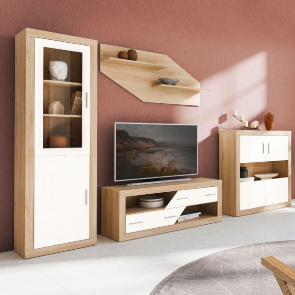 Vitrina Lara 1 Puerta Cristal Cambria-Blanco 60x34,6x193,2 Cm