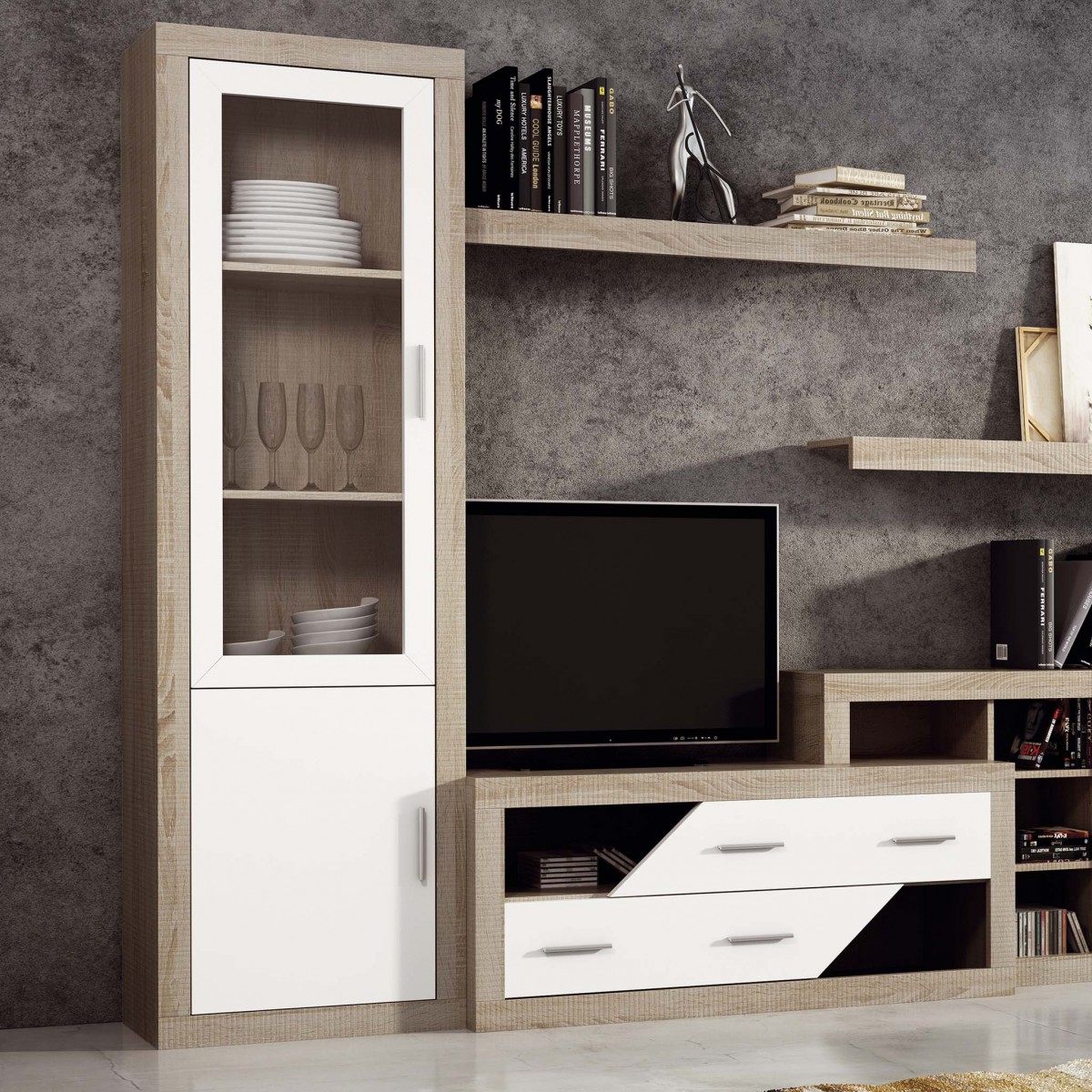 Vitrina Lara 1 Puerta Cristal Cambria-Blanco...