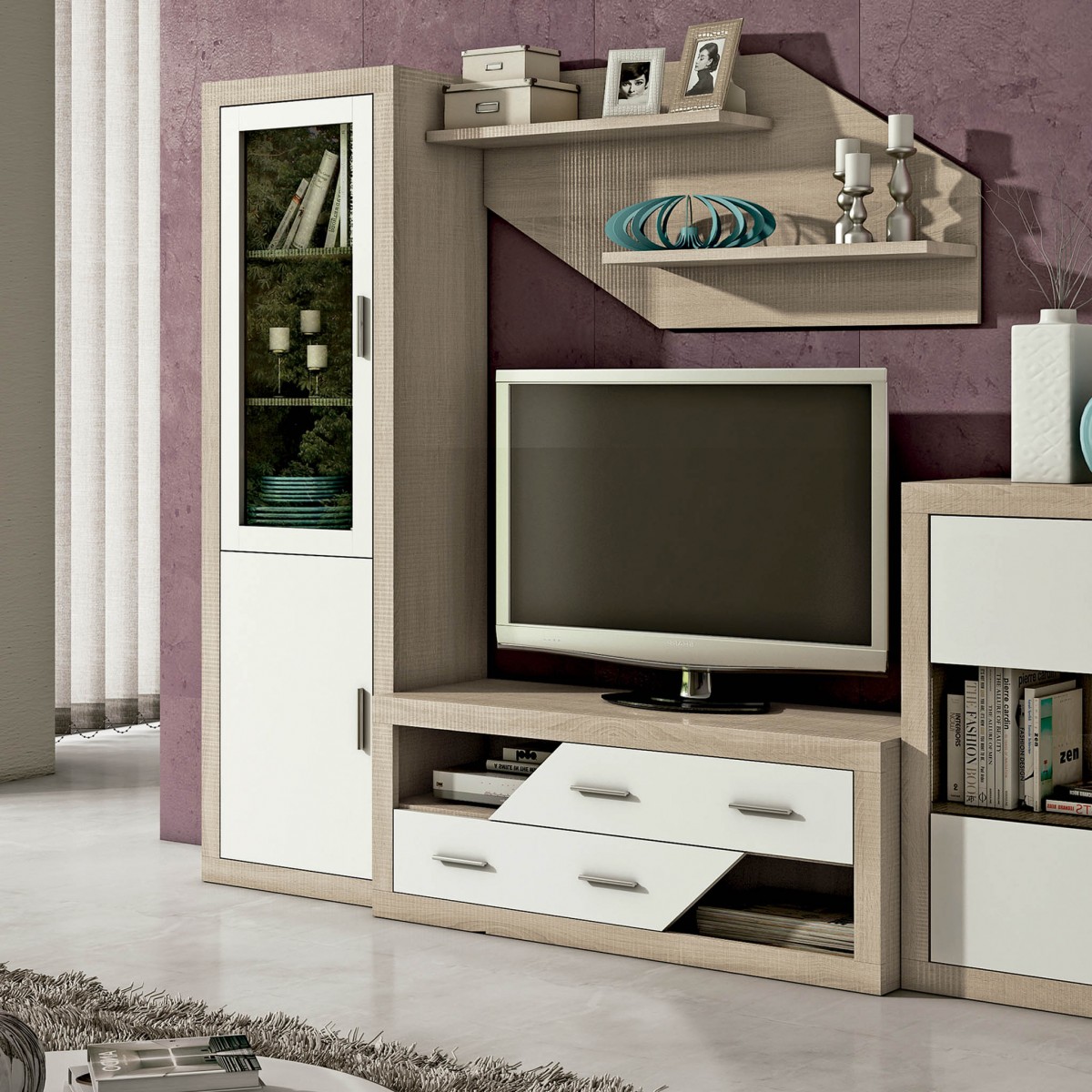 Vitrina Lara 1 Puerta Cristal Cambria-Blanco...