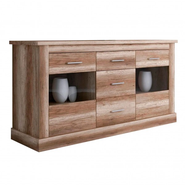 Aparador 5 Cajones + 2 Puertas de Cristal Chellén Cañón...