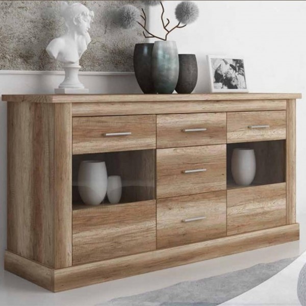 Aparador 5 Cajones + 2 Puertas de Cristal Chellén Cañón... 2