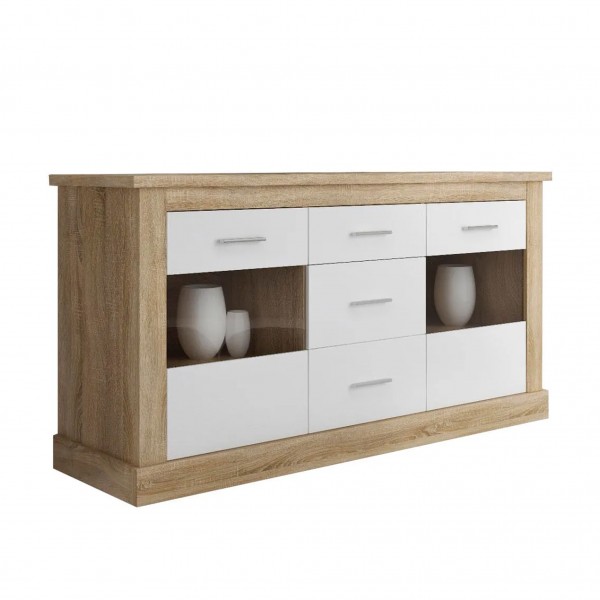 Aparador 5 Cajones + 2 Puertas de Cristal Chellén...