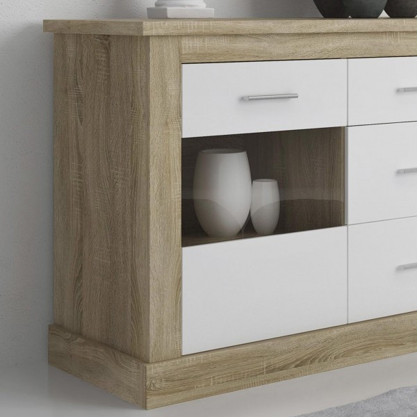 Aparador 5 Cajones + 2 Puertas de Cristal Chellén... 2