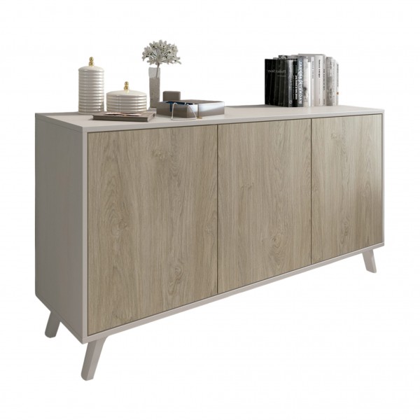 Aparador 3 Puertas Soto Blanco-Roble 138x39,5x70 Cm