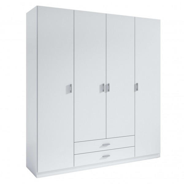 Armario Roma 4 puertas y 2 cajones Blanco 198x53x216 Cm