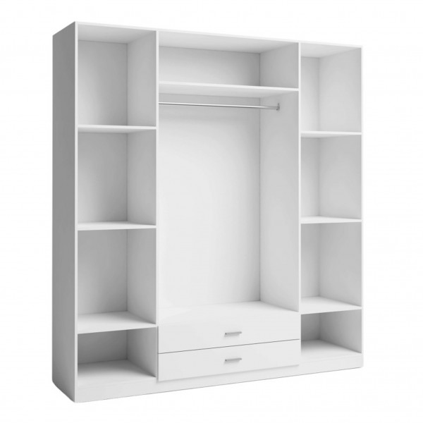 Armario Roma 4 puertas y 2 cajones Blanco 198x53x216 Cm 2